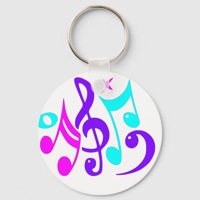 Colourful Musical Notes Keychain (Front)