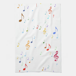 colourful musical notes kitchen towel