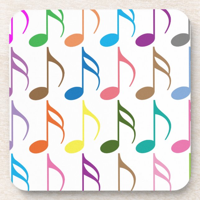 Colourful musical notes pattern coaster (Front)