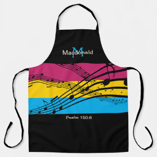 Colourful Musical Notes   Personalized Monogram Apron