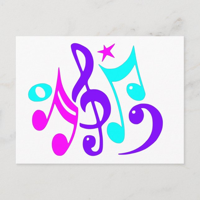 Colourful Musical Notes Postcard (Front)