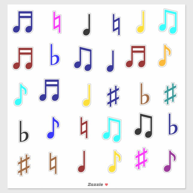 Colourful Musical Notes & Symbols (Sheet)