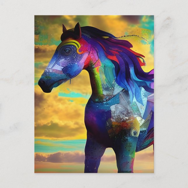 Colourful Mustang Horse Postcard (Front)