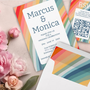 Colourful Muted Stripes Cheerful Bold Wedding Envelope