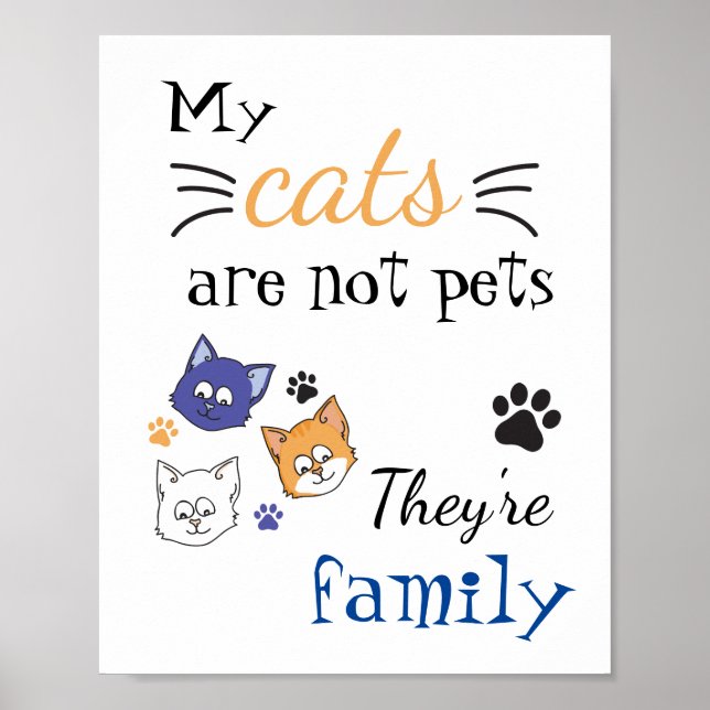 Colourful My Cats Are My Family Poster (Front)