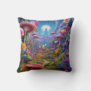 Colourful mysterious land throw pillow