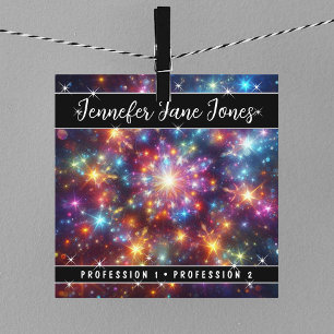 Colourful Mystic Sky Nebula Glitter Stars Square Business Card