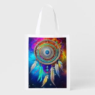 Colourful Mystical Dreamcatcher   Reusable Grocery Bag
