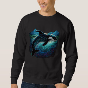 Colourful mystical orca whale watching dolphin pot sweatshirt
