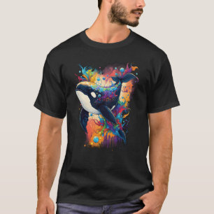 Colourful mystical orca whale watching dolphin pot T-Shirt
