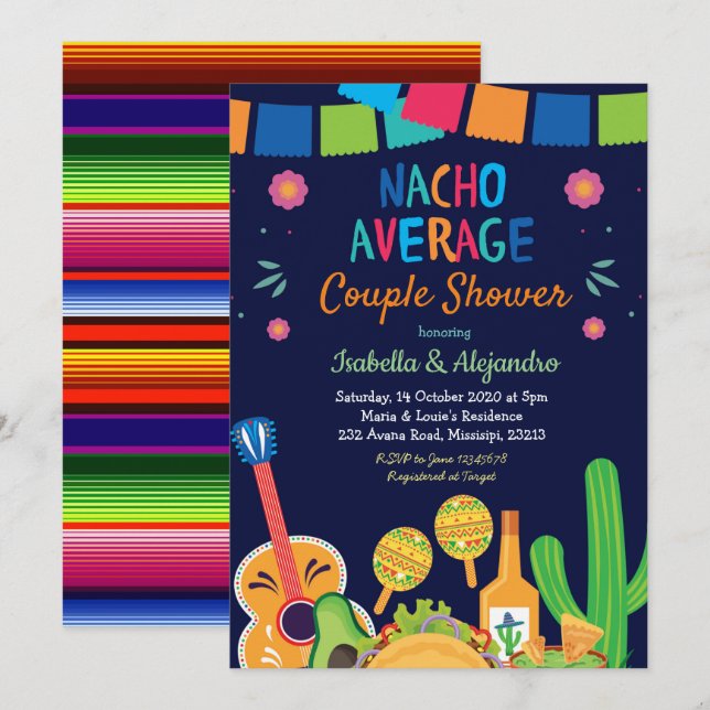 Colourful Nacho Average Couple Shower Invitation (Front/Back)