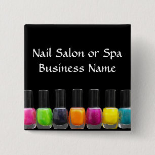 Colourful Nail Polish Bottles, Nail Salon 2 Inch Square Button