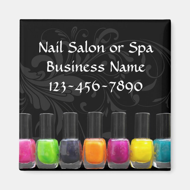 Colourful Nail Polish Bottles, Nail Salon Magnet (Front)