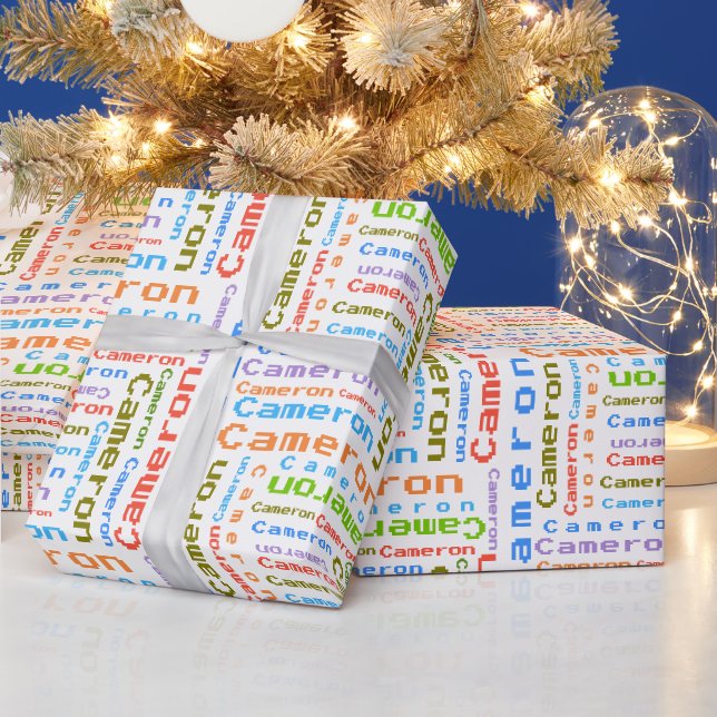 Colourful Name Personalized Gift Wrapping Paper (Holidays)