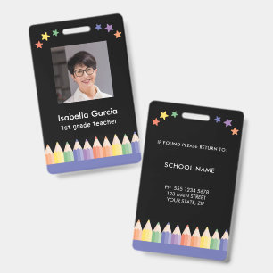 Colourful Name School Teacher badge