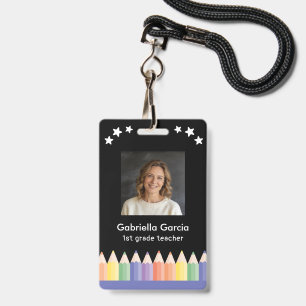 Colourful Name School Teacher badge