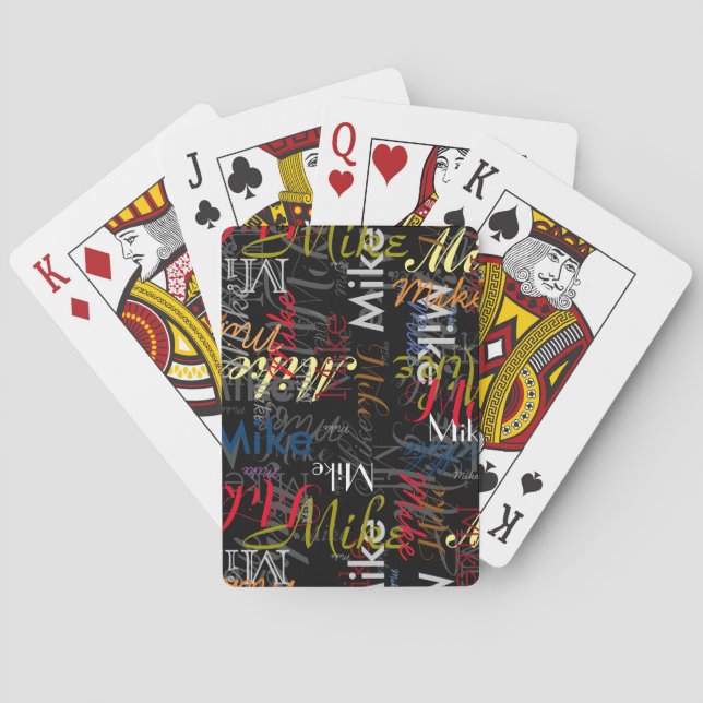 Colourful Names Black Playing Cards (Back)
