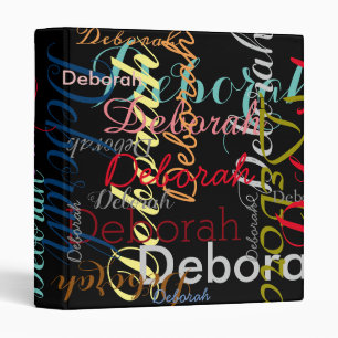 colourful names on black binder