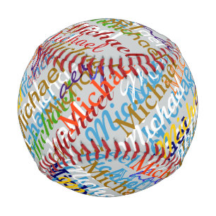 colourful names pattern personalized baseball