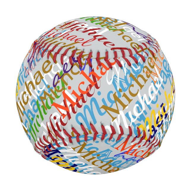 colourful names pattern personalized baseball (Front)