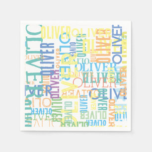 Colourful Names Repeating Typography  Napkin