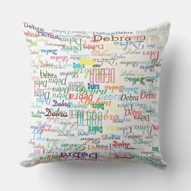 colourful names, typography pattern personalized throw pillow (Front)