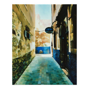 Colourful Narrow Alleyway Between Old Buildings Poster