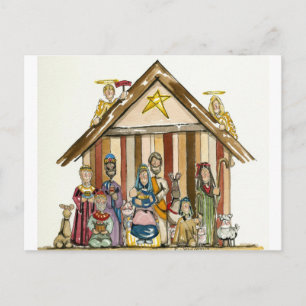 colourful naticity scene postcard