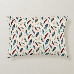 Colourful Native American Feather Pattern   Accent Pillow