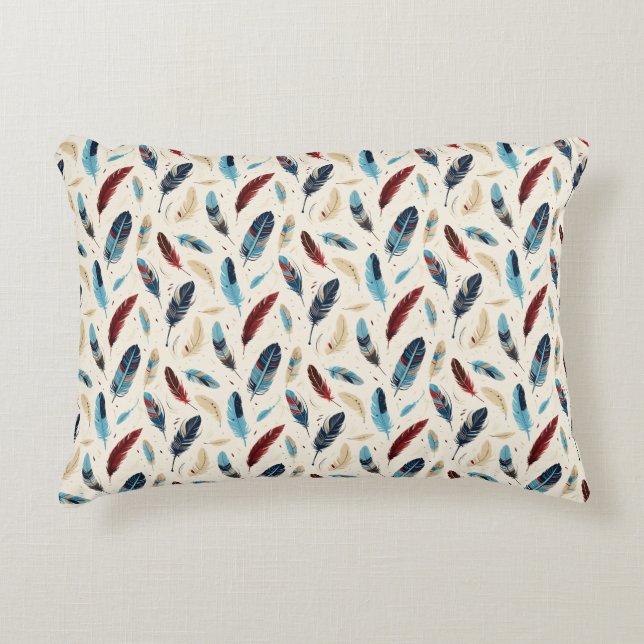 Colourful Native American Feather Pattern   Accent Pillow (Front)