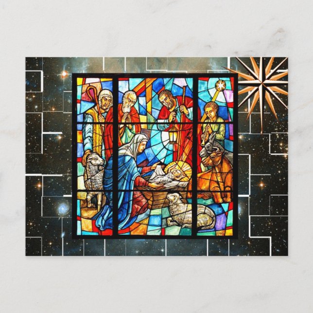 Colourful Nativity (make seasonal or everyday) Holiday Postcard (Front)