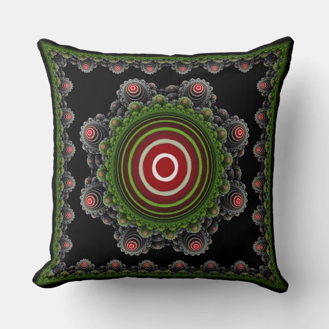 Colourful natural fairy fractal ornament throw pillow (Front)