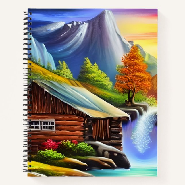 Colourful Nature Dreamy Landscape Watercolor Art  Notebook (Front)
