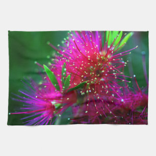 Colourful Nature Floral Hot Pink Neon Green Kitchen Towel