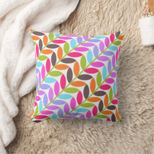Colourful Nature Leaf Design Pattern Throw Pillow