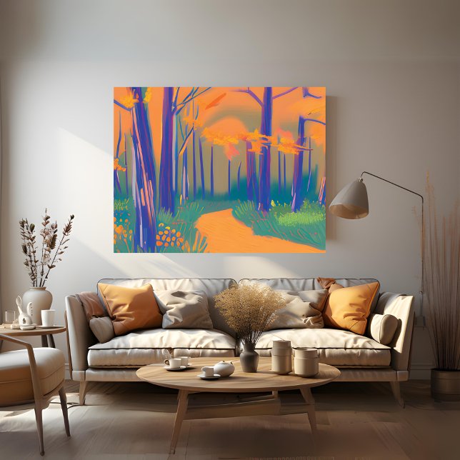 Colourful Nature Stretched Canvas Print  (Colorful Forest Stretched Canvas Print)