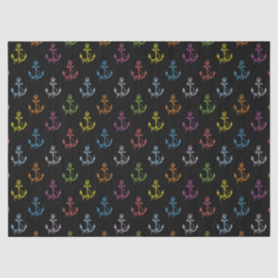 Colourful Nautical Boat Anchors Pattern 4 Tissue Paper