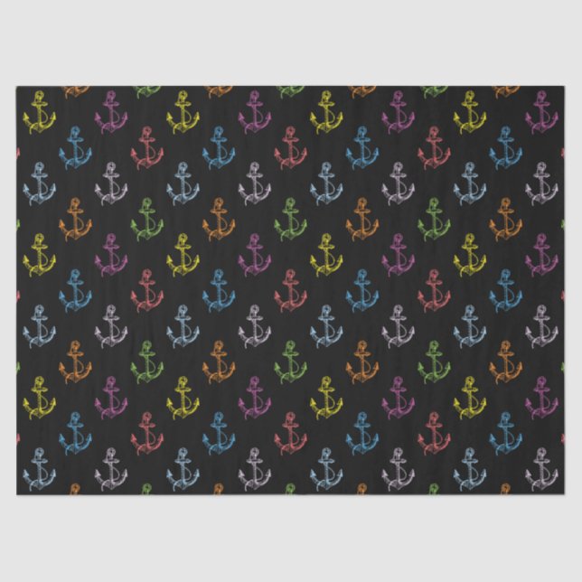 Colourful Nautical Boat Anchors Pattern 4 Tissue Paper (Front)