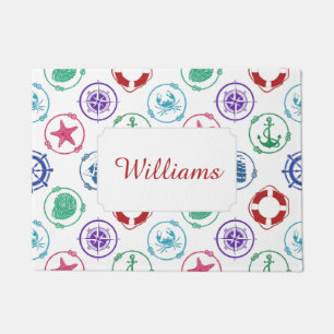 Colourful Nautical Pattern   Add Your Name Doormat