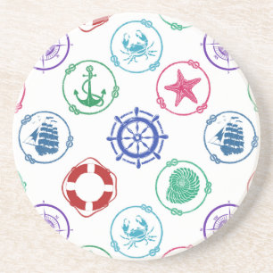 Colourful Nautical Pattern Coaster