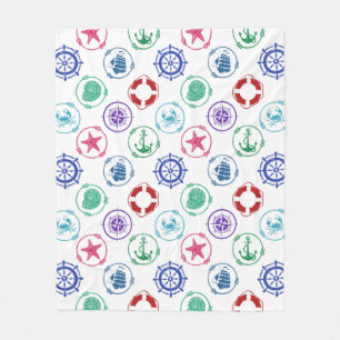 Colourful Nautical Pattern Fleece Blanket