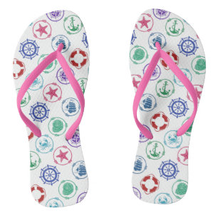 Colourful Nautical Pattern Flip Flops
