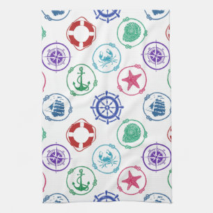 Colourful Nautical Pattern Kitchen Towel