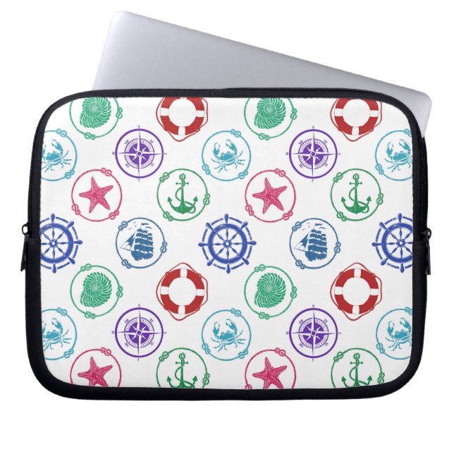 Colourful Nautical Pattern Laptop Sleeve (Front)