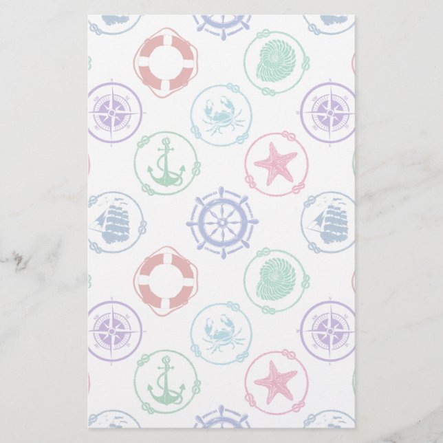 Colourful Nautical Pattern Stationery (Front)