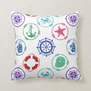 Colourful Nautical Pattern Throw Pillow
