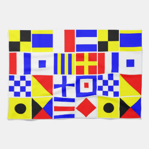 Colourful Nautical Signal Flags Pattern Kitchen Towel