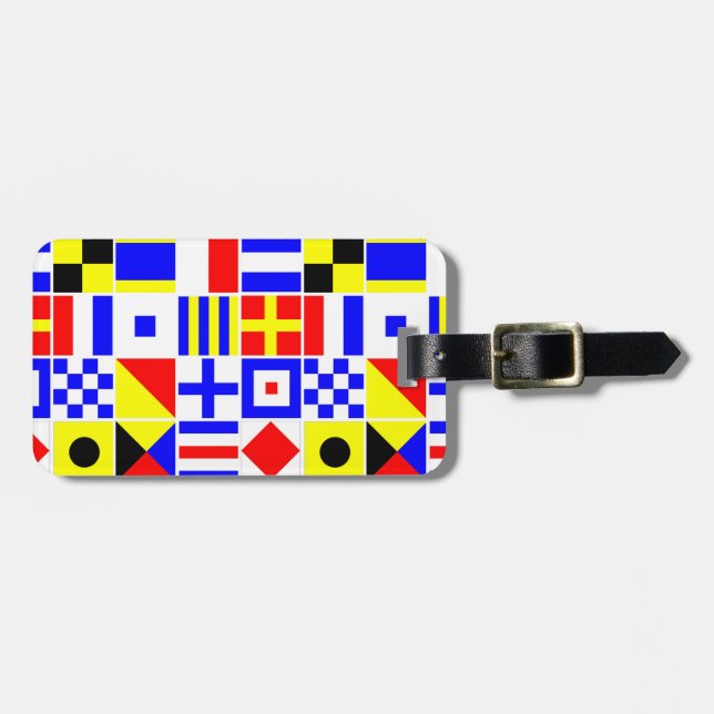 Colourful Nautical Signal Flags Pattern Luggage Tag (Front Horizontal)