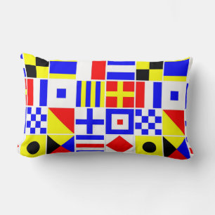 Colourful Nautical Signal Flags Pattern Lumbar Pillow