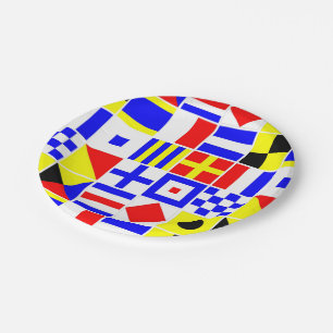 Colourful Nautical Signal Flags Pattern Paper Plate